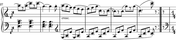 Tarantella measures 27-32 with treble clef in left hand part Tarantella measures 27-32 with treble clef in left hand part