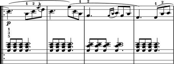 La Pastorale measures 3-6 with incorrect stem directions La Pastorale measures 3-6 with incorrect stem directions