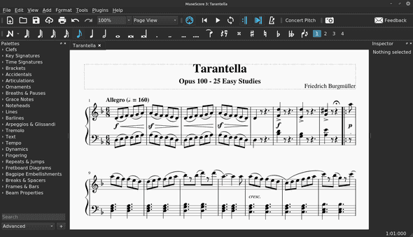 MuseScore screenshot with Tarantella by Friedrich Burgmüller MuseScore screenshot with Tarantella by Friedrich Burgmüller