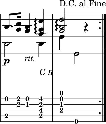 Adelita last two measures with arpeggio signs added Adelita last two measures with arpeggio signs added