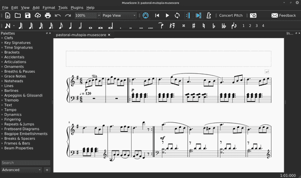MuseScore screenshot with La Pastorale imported from PDF MuseScore screenshot with La Pastorale imported from PDF