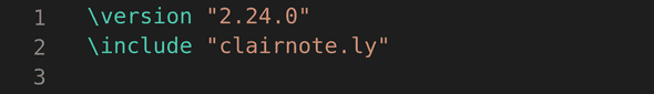 First two lines of a LilyPond file with \version and \include First two lines of a LilyPond file with \version and \include