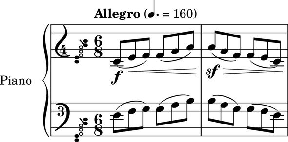 Tarantella measures 1-2 with correct key signature Tarantella measures 1-2 with correct key signature