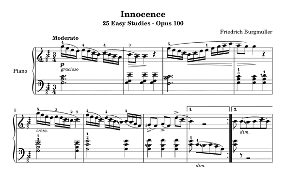 Burgmüller's Innocence in Clairnote SN Burgmüller's Innocence in Clairnote SN