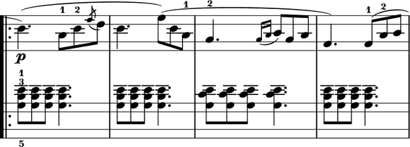 La Pastorale measure 3 with tweaked fingering digit positions La Pastorale measure 3 with tweaked fingering digit positions