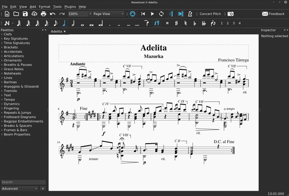 MuseScore screenshot with Adelita MuseScore screenshot with Adelita