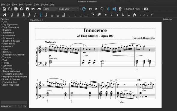 Burgmüller's Innocence in MuseScore Burgmüller's Innocence in MuseScore