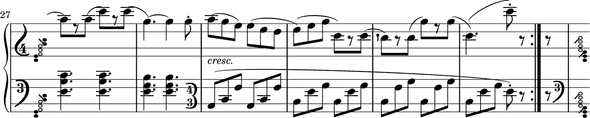 Tarantella measures 27-32 with alto clef in left hand part Tarantella measures 27-32 with alto clef in left hand part