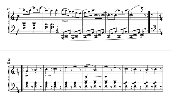 Tarantella page break aligned with key change Tarantella page break aligned with key change