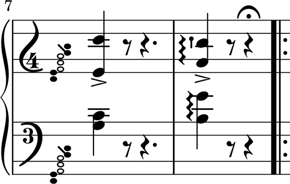 Tarantella measures 7-8 with separate arpeggio signs in each staff Tarantella measures 7-8 with separate arpeggio signs in each staff